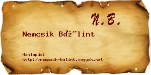 Nemcsik Bálint névjegykártya